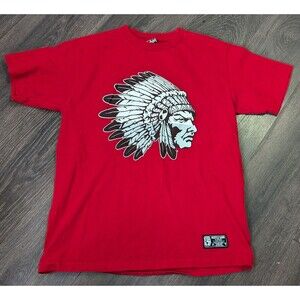 Hustle Gang T Shirt Men's Size Medium Indian Chief Head Red Graphic (503)